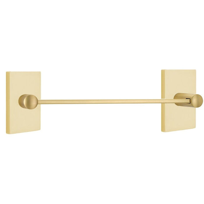 Emtek 18" Modern Brass Towel Bar With Modern Rectangular Rosette 28021US4 Satin Brass