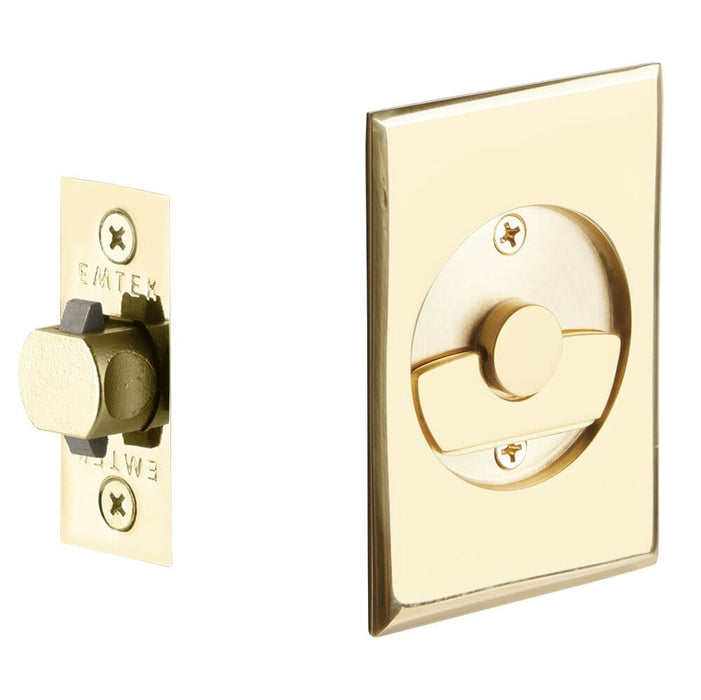 Emtek Privacy Tubular Pocket Door Lock 2015US3NL Unlacquered Brass