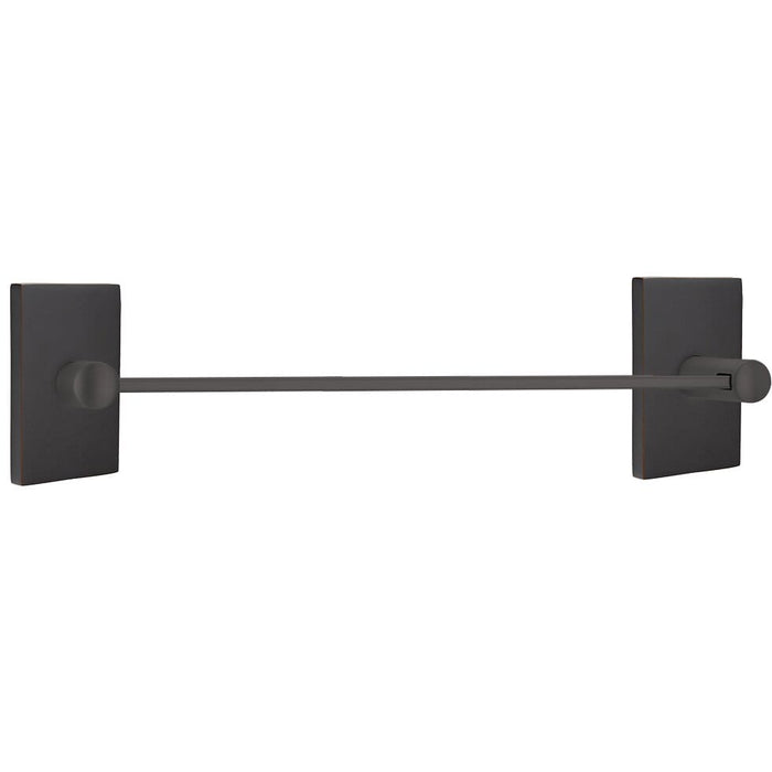 Emtek 24" Modern Brass Towel Bar With Modern Rectangular Rosette 2802212US10B Oil Rubbed Bronze