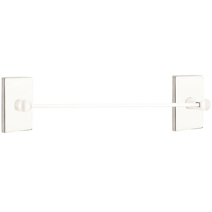 Emtek 24" Modern Brass Towel Bar With Modern Rectangular Rosette 2802212US14 Polished Nickel