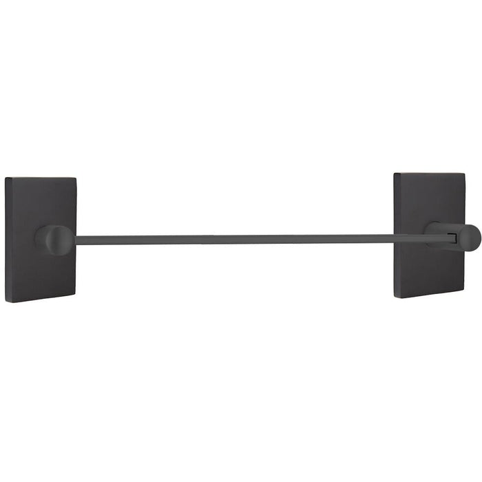 Emtek 24" Modern Brass Towel Bar With Modern Rectangular Rosette 2802212US19 Flat Black