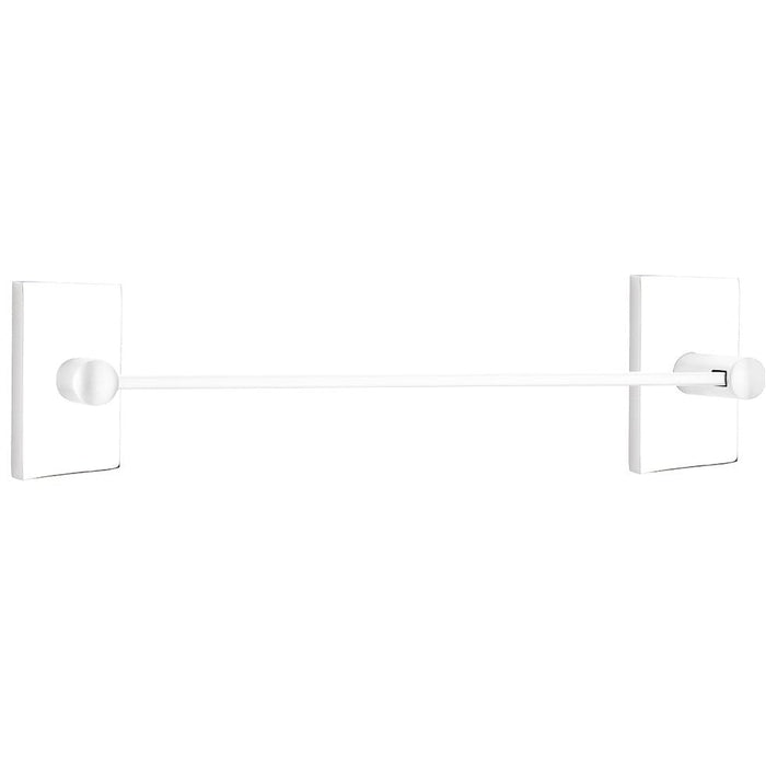 Emtek 24" Modern Brass Towel Bar With Modern Rectangular Rosette 2802212US26 Polished Chrome