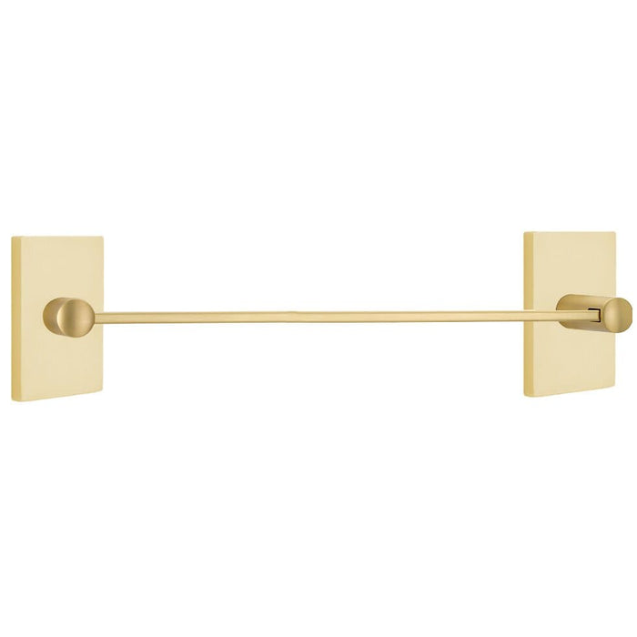 Emtek 24" Modern Brass Towel Bar With Modern Rectangular Rosette 2802212US4 Satin Brass