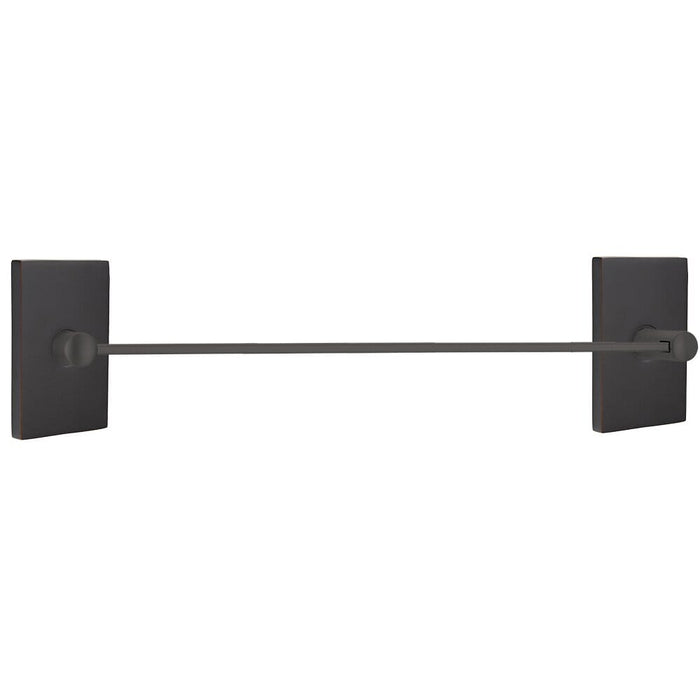 Emtek 30" Modern Brass Towel Bar With Modern Rectangular Rosette 2802312US10B Oil Rubbed Bronze