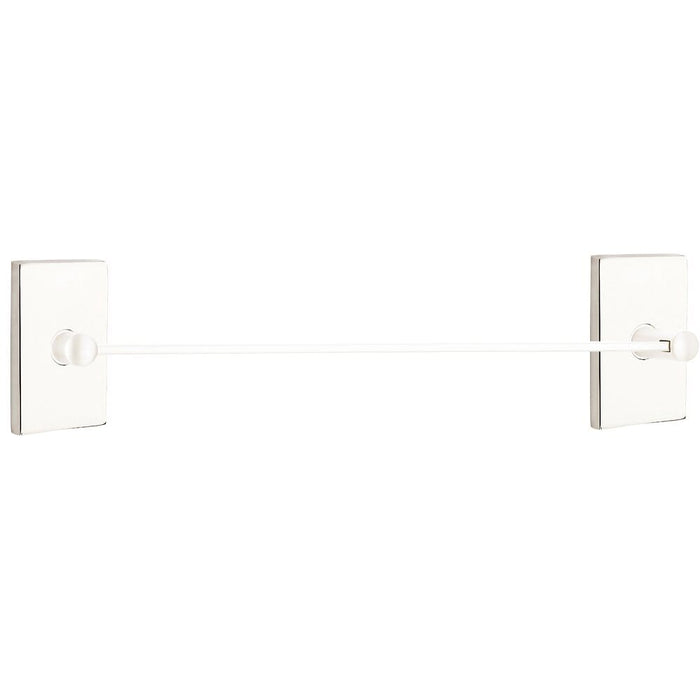 Emtek 30" Modern Brass Towel Bar With Modern Rectangular Rosette 2802312US14 Polished Nickel