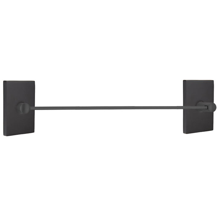 Emtek 30" Modern Brass Towel Bar With Modern Rectangular Rosette 2802312US19 Flat Black