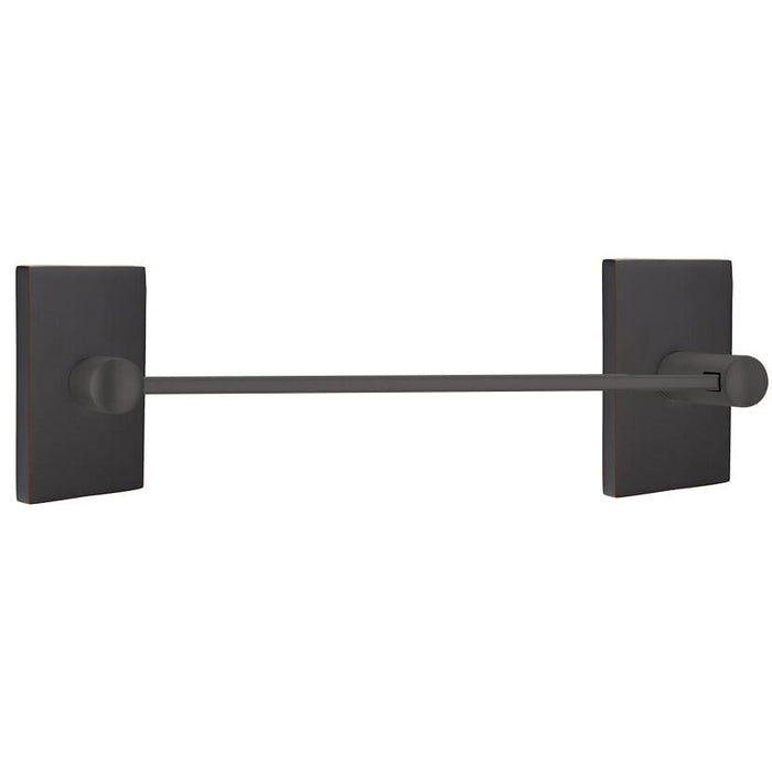 Emtek 12" Modern Brass Towel Bar With Modern Rectangular Rosette 2802412US10B Oil Rubbed Bronze
