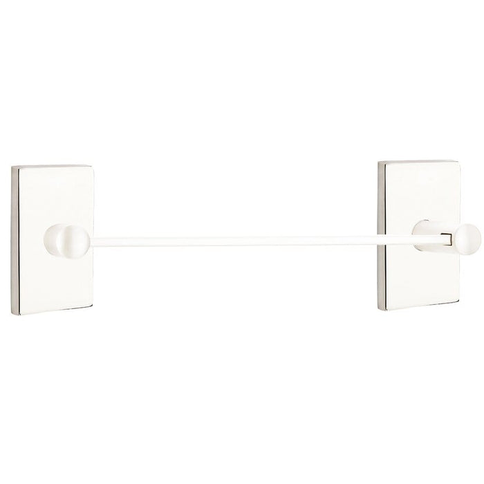 Emtek 12" Modern Brass Towel Bar With Modern Rectangular Rosette 2802412US14 Polished Nickel