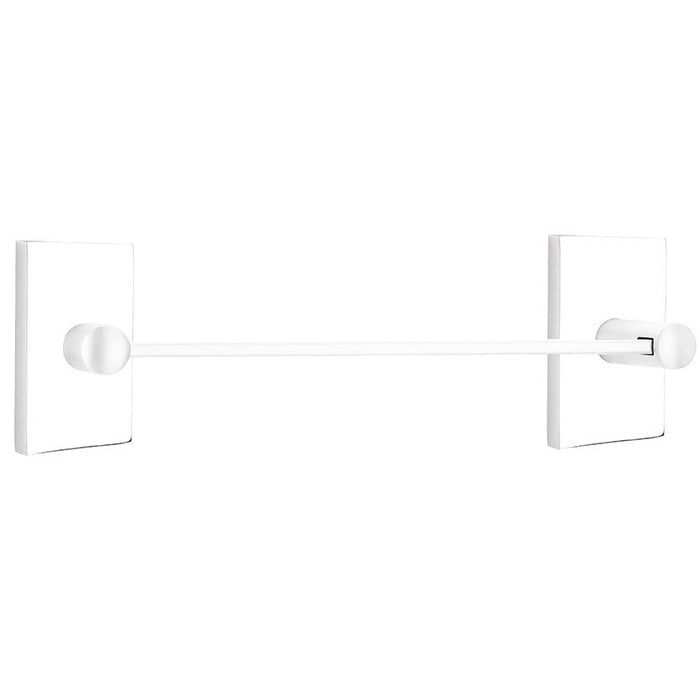 Emtek 12" Modern Brass Towel Bar With Modern Rectangular Rosette 2802412US26 Polished Chrome