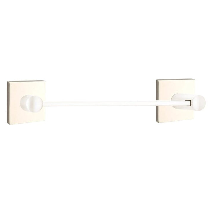 Emtek 12" Modern Brass Towel Bar With Square Rosette 2802410US14 Polished Nickel