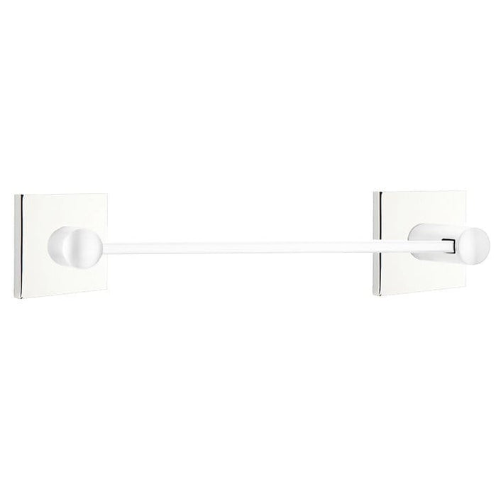 Emtek 12" Modern Brass Towel Bar With Square Rosette 2802410US26 Polished Chrome