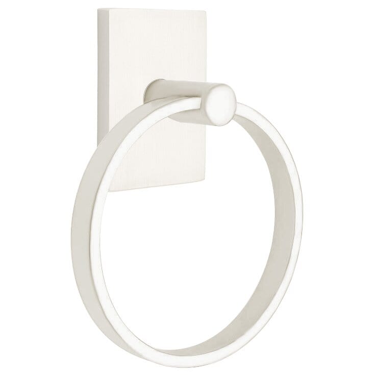 Emtek Modern Brass Towel Ring With Modern Rectangular Rosette — Express