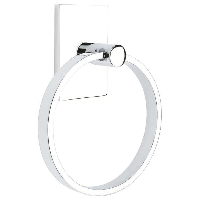 Emtek Modern Brass Towel Ring With Modern Rectangular Rosette 280112US26 Polished Chrome