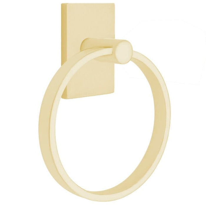Emtek Modern Brass Towel Ring With Modern Rectangular Rosette 280112US4 Satin Brass