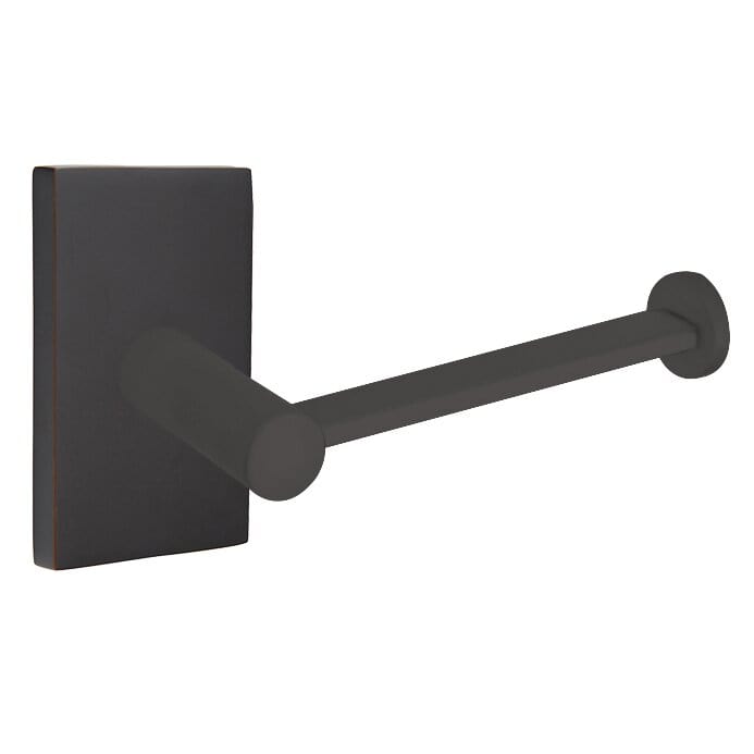 Emtek Modern Brass Paper Holder With Modern Rectangular Rosette 280412US10B Oil Rubbed Bronze