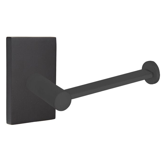 Emtek Modern Brass Paper Holder With Modern Rectangular Rosette 280412US19 Flat Black