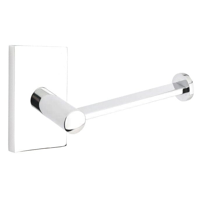 Emtek Modern Brass Paper Holder With Modern Rectangular Rosette 280412US26 Polished Chrome