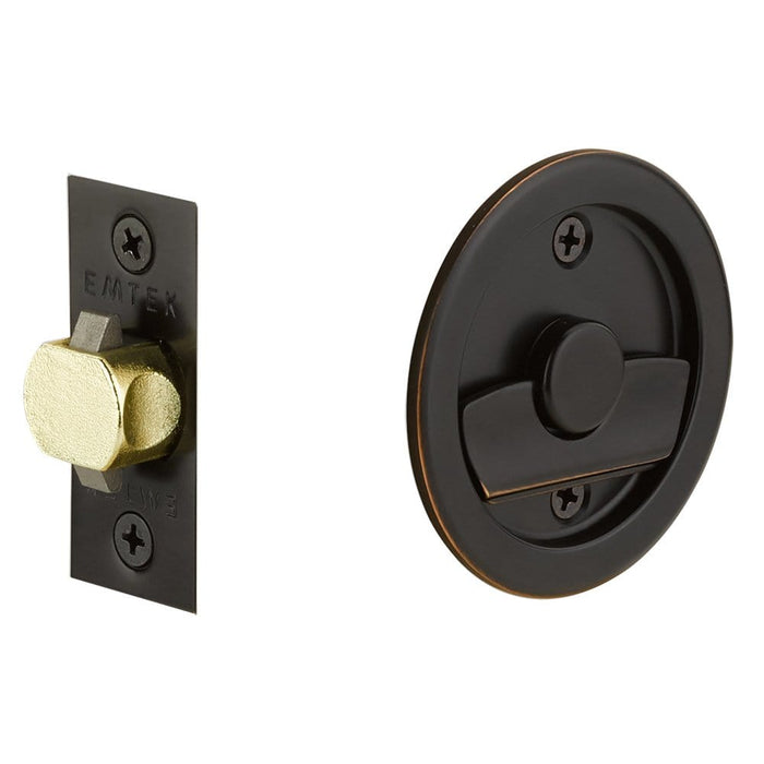 Emtek Tubular Round Privacy Pocket Door Lock 2145US10B Oil Rubbed Bronze