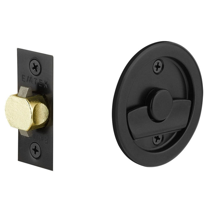 Emtek Tubular Round Privacy Pocket Door Lock 2145US19 Flat Black