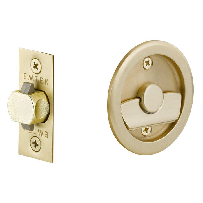 Emtek Tubular Round Privacy Pocket Door Lock 2145US4 Satin Brass