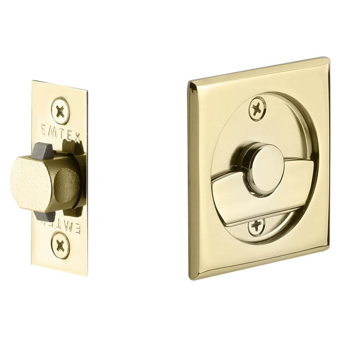 Emtek Tubular Square Privacy Pocket Door 2135US3NL Unlacquered Brass