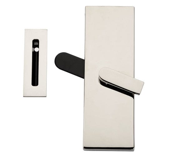 Emtek 222201 Modern Rectangular Barn Door Privacy Lock with Strike in Polished Nickel