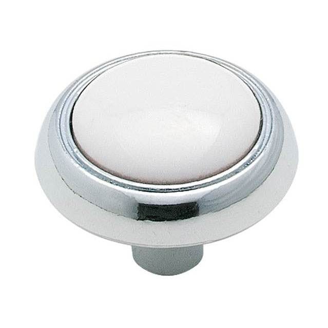 Amerock Allison 1 3/16" Diameter Cabinet Knob in White and Polished Chrome