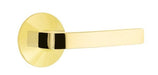 Emtek Breslin Lever with Modern Rosette in Unlacquered Brass