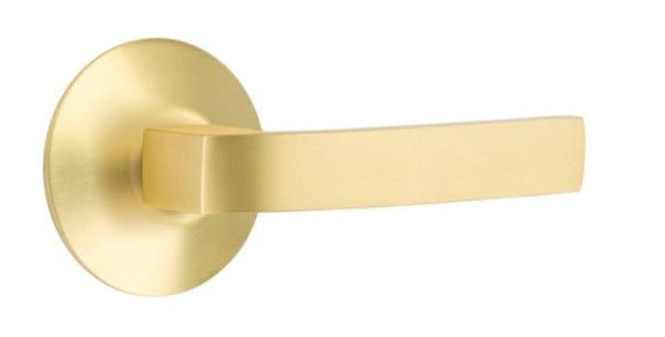 Emtek Breslin Lever with Modern Rosette in Satin Brass