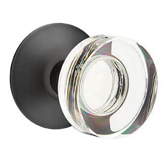 Emtek Modern Disc Crystal Knob with Modern Rosette in Flat Black