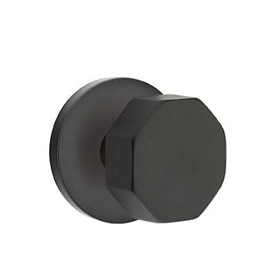 Emtek Octagon Knob with Disc Rosette in Flat Black