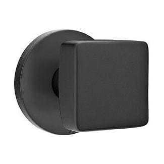 Emtek Square Knob with Disc Rosette in Flat Black