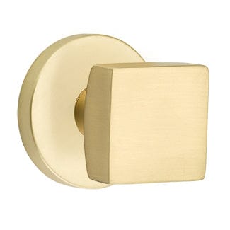 Emtek Square Knob with Disc Rosette in Satin Brass