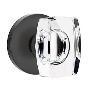 Emtek Windsor Crystal Knob with Disc Rosette in Flat Black