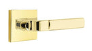 Emtek Aston Lever with Square Rosette in Unlacquered Brass