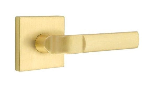 Emtek Aston Lever with Square Rosette in Satin Brass