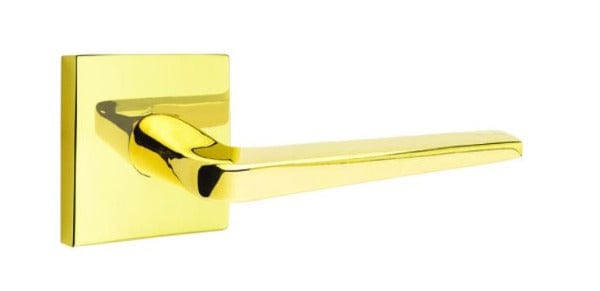 Emtek Athena Lever with Square Rosette in Unlacquered Brass