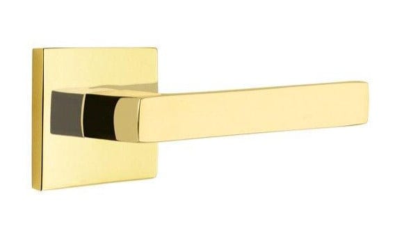 Emtek Dumont Lever with Square Rosette in Unlacquered Brass