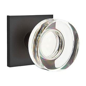 Emtek Modern Disc Crystal Knob with Square Rosette in Flat Black