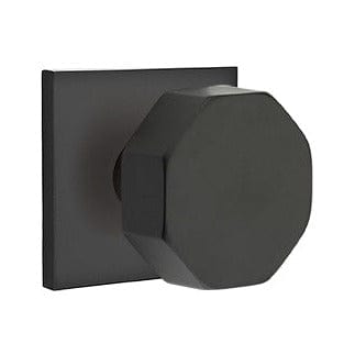 Emtek Octagon Knob with Square Rosette in Flat Black