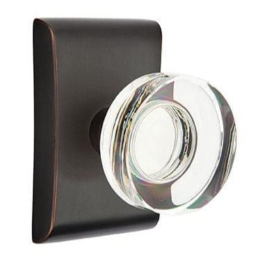 Emtek Modern Disc Crystal Knob with Neos Rosette in Oil Rubbed Bronze