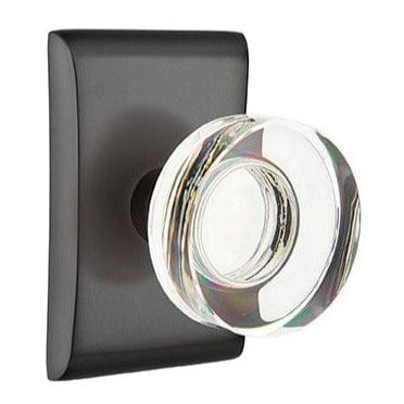 Emtek Modern Disc Crystal Knob with Neos Rosette in Flat Black