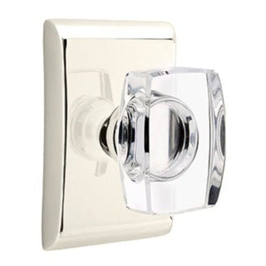 Emtek Windsor Crystal Knob with Neos Rosette in Polished Nickel