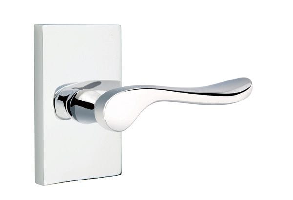 Emtek Luzern Lever with Modern Rectangular Rosette in Polished Chrome