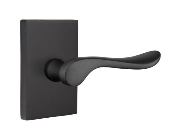 Emtek Luzern Lever with Modern Rectangular Rosette in Flat Black