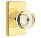 Emtek Modern Disc Crystal Knob with Modern Rectangular Rosette in Unlacquered Brass