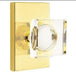 Emtek Modern Square Crystal Knob with Modern Rectangular Rosette in Unlacquered Brass