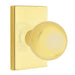 Emtek Orb Knob with Modern Rectangle Rosette in Unlacquered Brass