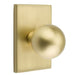 Emtek Orb Knob with Modern Rectangle Rosette in Satin Brass