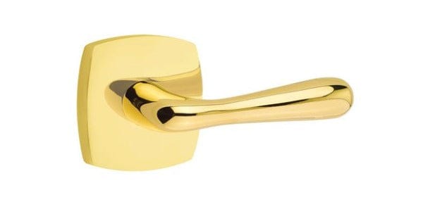 Emtek Basel Lever with Urban Modern Rosette in Unlacquered Brass